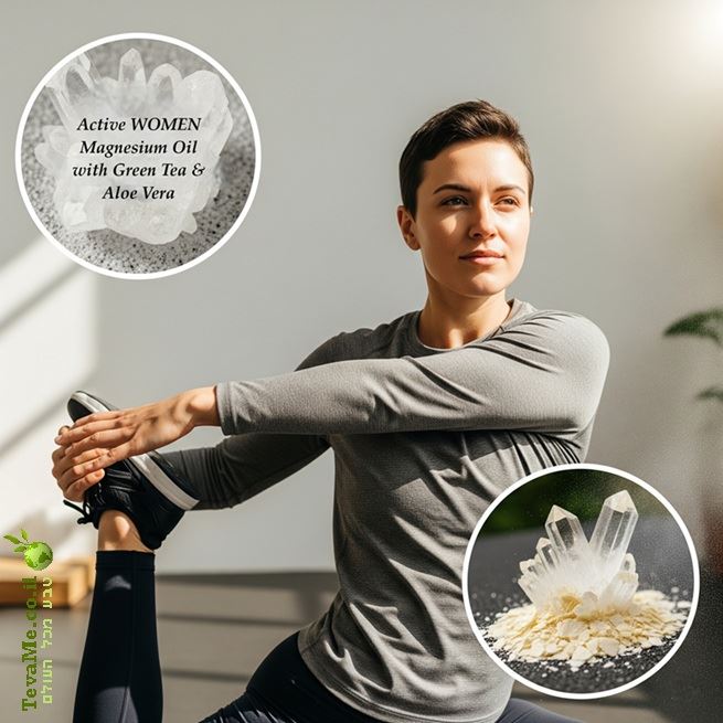 שמן מגנזיום אקטיב WOMEN בתוספת אלוורה ותה ירוק Pure Natural Active Magnesium Oil