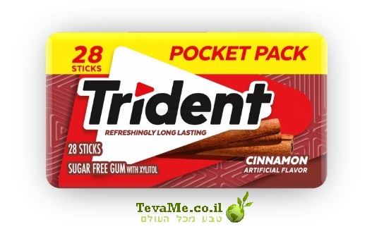 מסטיק טריידנט קינמון ללא סוכר 28 י'ח Trident Cinnamon Chewing Gum