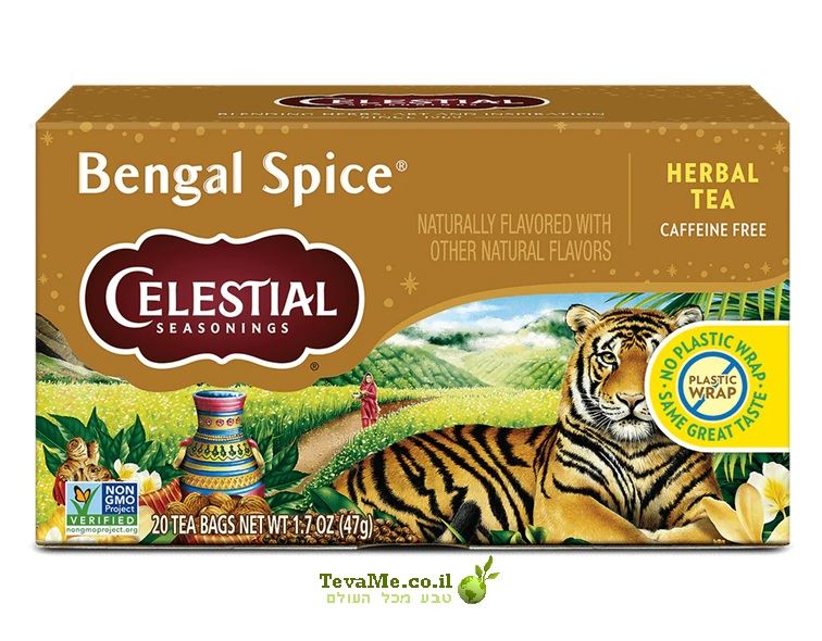 תה צמחים צ'אי בנגלי ספייס ללא קפאין Celestial Seasonings Chai Bengal Spice Herbal Tea