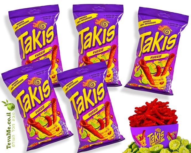 טאקיס פואגו פלפל צ'ילי וליים Takis Fuego Chili Pepper & Lime 56g
