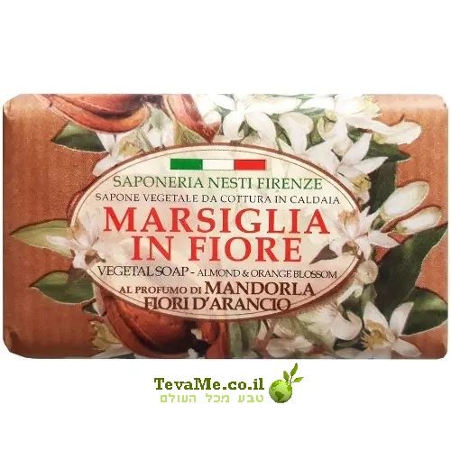 סבון מרסיי בפריחה שקדים ופריחת תפוז Marsiglia In Fiore Almond & Orange Blossom Nesti Dante