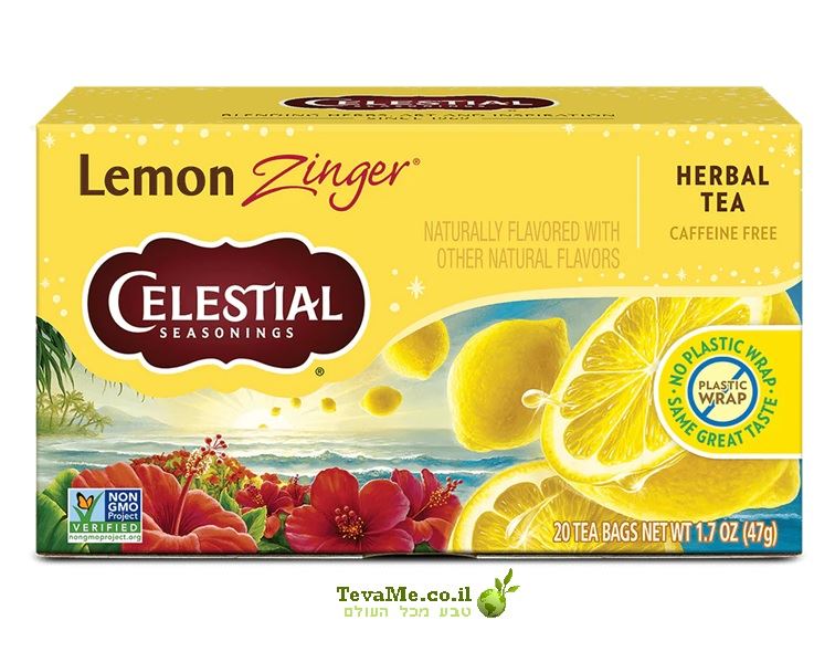 תה צמחים לימון זינגר ללא קפאין Celestial Seasonings Lemon Zinger Herbal Tea