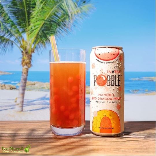 משקה באבל בטעם תה מנגו ודרגון פרוט Inotea Bubble Pobble Mango & Dragon Fruit