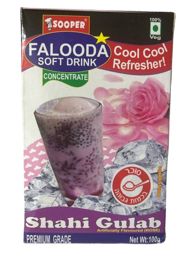 falooda- אבקה להכנת משקה בטעם מי ורדים עם אטריות
