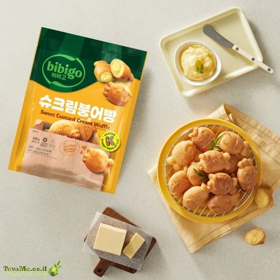וופל בצורת דג במילוי קרם Bibigo Fish Shaped Waffle Custard Cream
