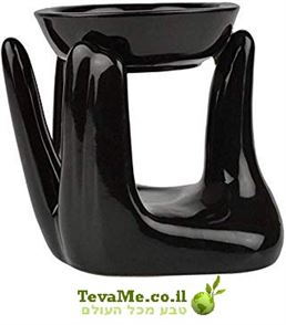 מבער שמנים אתריים קרמי בצורת יד בצבע שחור tevame